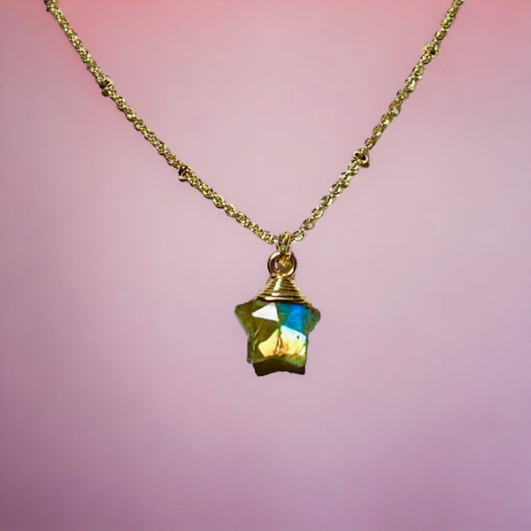 Collier pendentif en Labradorite - boutique de bijoux - Pierres d'étoiles