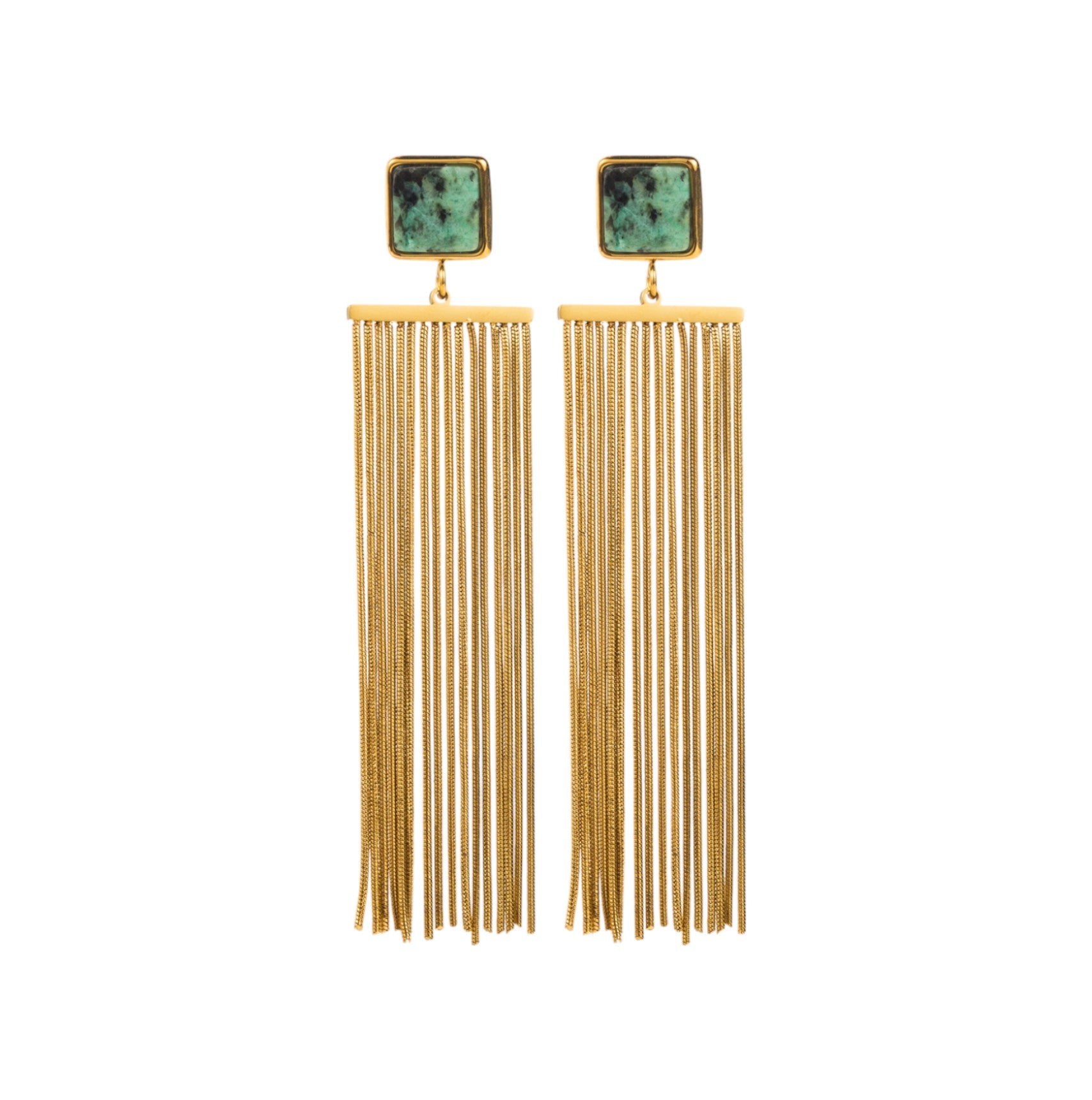 boucles oreilles femme acier inoxydable doreturquoise africaine tourmalyn bijoux