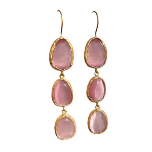 Boucles d'oreilles "ROSE" dorées or fin pierre d'Agate